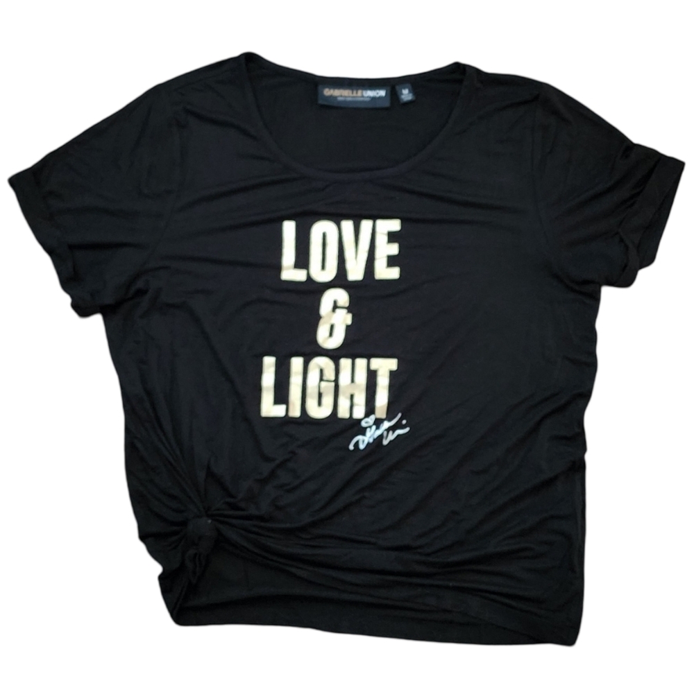 Gabrielle Union New York & Co Love &‎ Light Women's Medium Black Knotted T-shirt